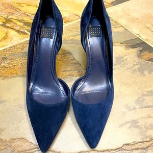 White house black market navy velvet suede shoes